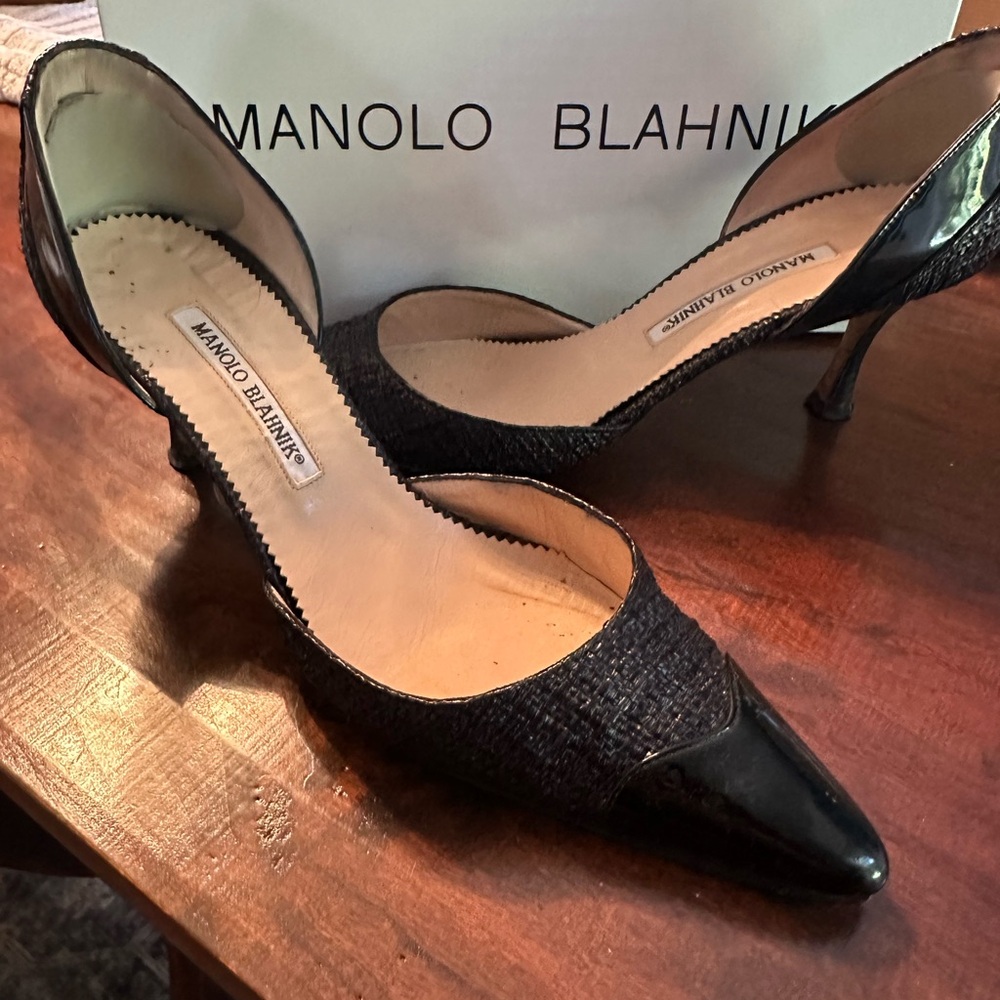 Manolo Blahnik Black Textured Heels